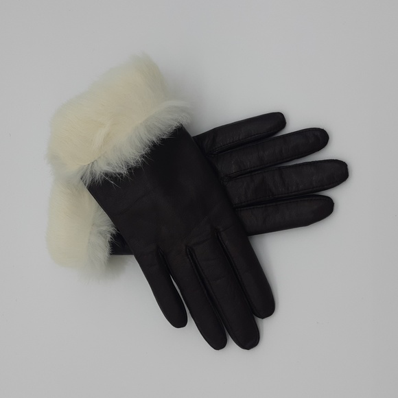 Vintage Frownes - Size 6 1/2 Fur line Leather gloves Brown - Picture 1 of 7